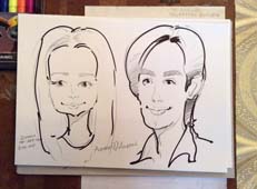 бумажный шарж Алины и Андрея в Мулен Руж