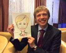 Шаржист нарисовал на корпоратве сотрудника с широкой улыбкой ресторан Виктория