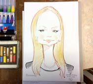 Блондинка в черном платье шарж бумага на Скрыганова