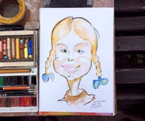 шаржист на корпоратив Михаил Шабалин шарж рыжей девочки с косичками