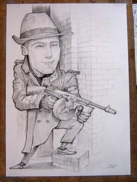 Гангстер в графике шаржист, Михаил Шабалин,Минск