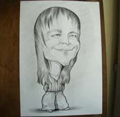 шарж парня в широких джинсах от шаржиста Михаила Шабалина, Мишеля, Минск