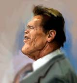 шарж Швварцнеггера в профиль