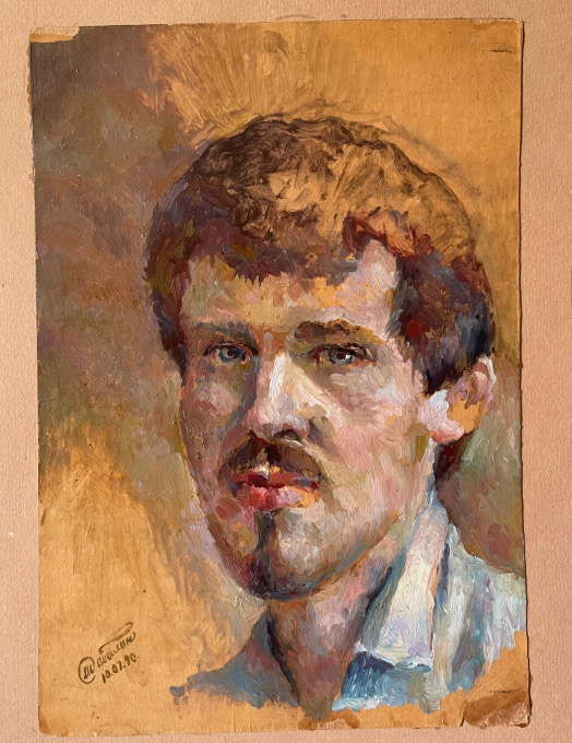 Шарж маслом на картоне Михаила Шабалина