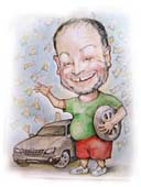 шарж Доллары падают на машину