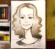 Цветной рисунок Натальи, шаржист Мишель, шаржист Михаил Шабалин