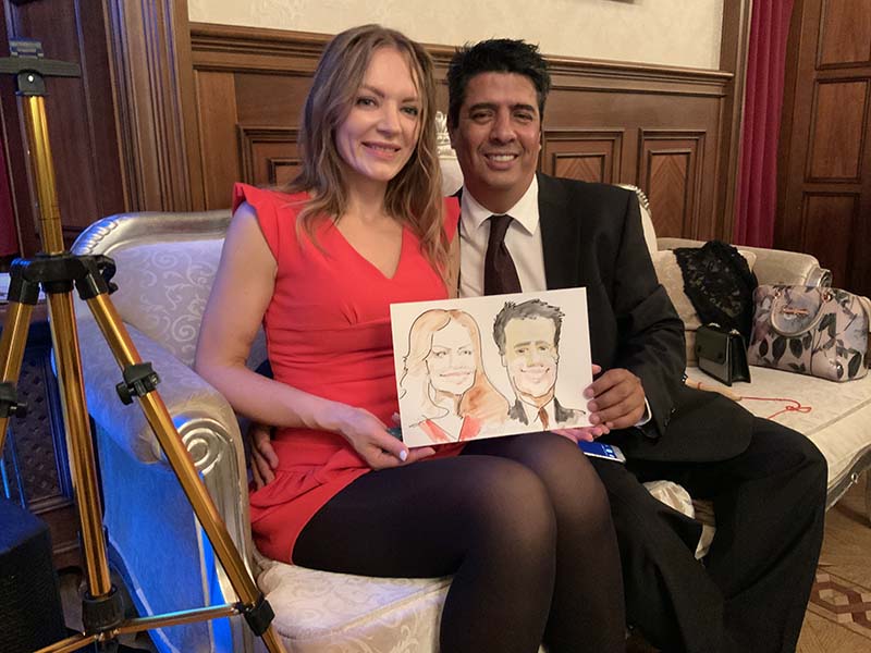 Шаржи гости из Израиля на свадьбе шаржист Михаил Шабалин Мишель