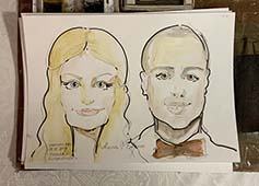 Свадебный шарж жениха и невесты шаржист Михаил Шабалин Мишель