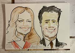 Рисунок Лены и Хуана Мануэля цветными мелками шаржист Михаил Шабалин Мишель